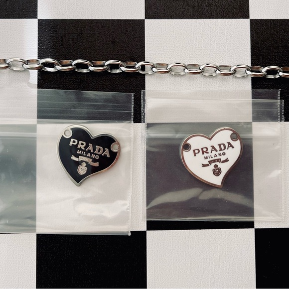 Upcycled Prada Pendent Chain Necklace 18K Plated Stainless - Picture 5 of 5